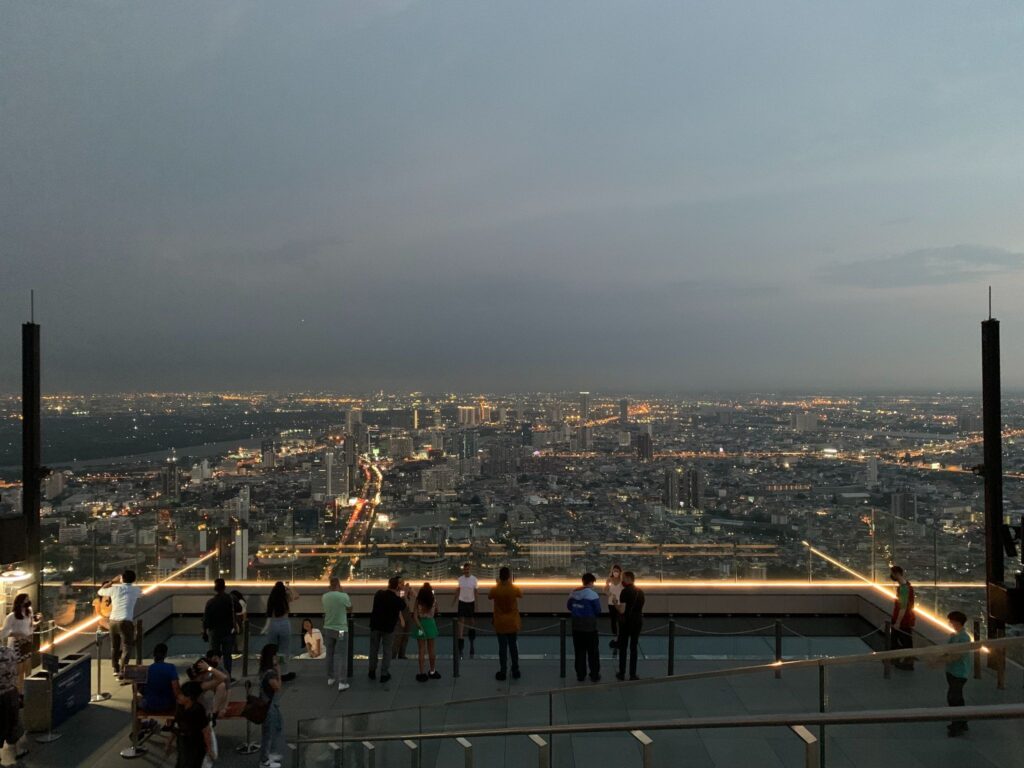 Mahanakhon Skywalk Bangkok night view after sunset